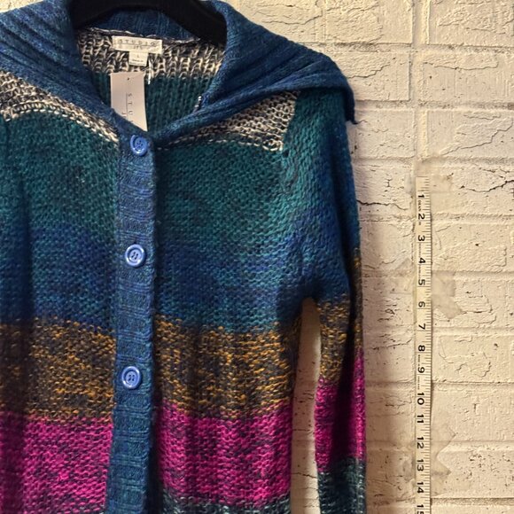 Studio JPR Striped Knit Hooded Cardigan NWT - Picture 4 of 11